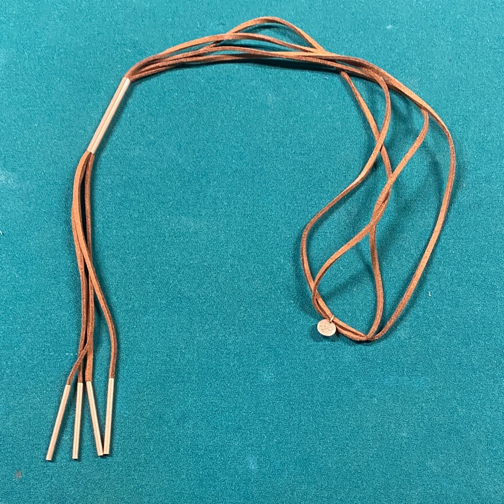 Adjustable Plunder Brown Leather Necklace with Silver accents